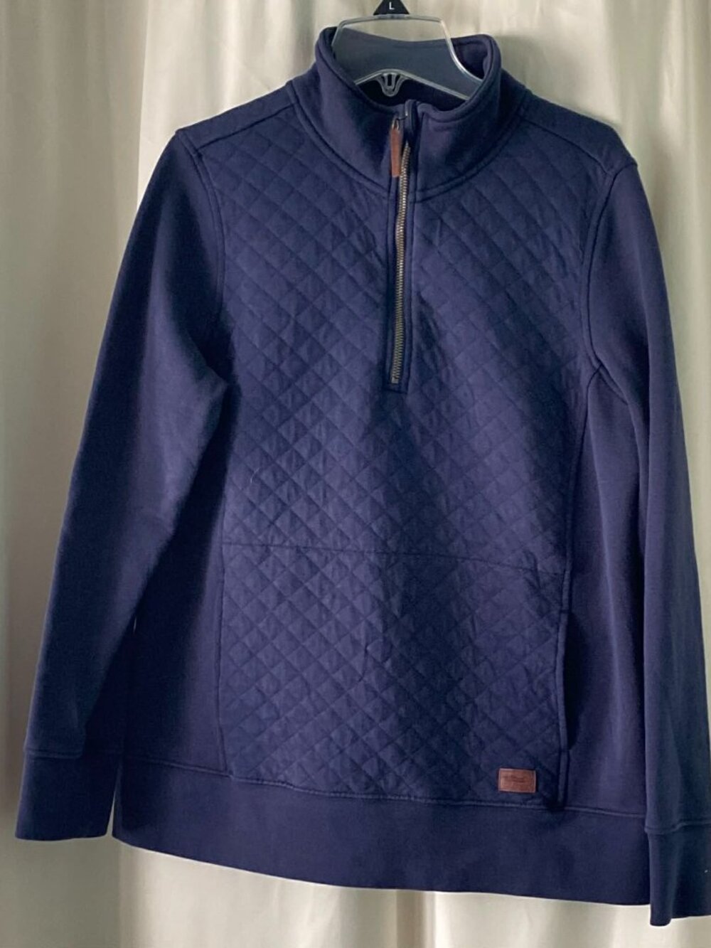 L.L. Bean Quilted Pullover Medium Navy 1/4 Zip Sweatshirt Cozy Outdoor